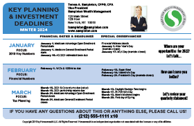 Key Planning and Investment Deadlines Quarterly Postcards